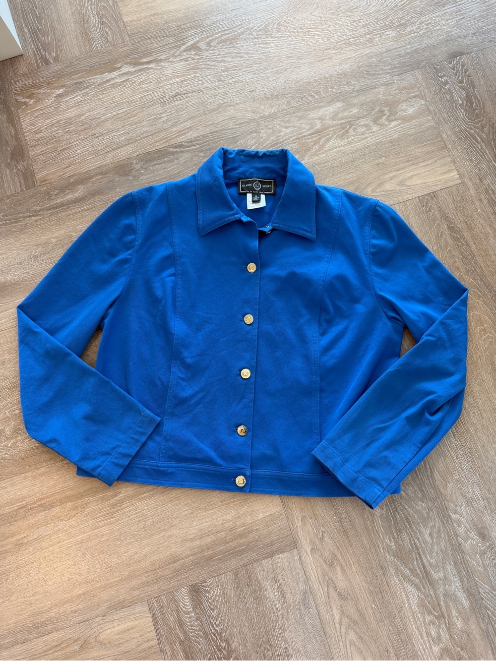 St. John Sport Women's Blue Button Front Cotton Blend Jacket Size M
